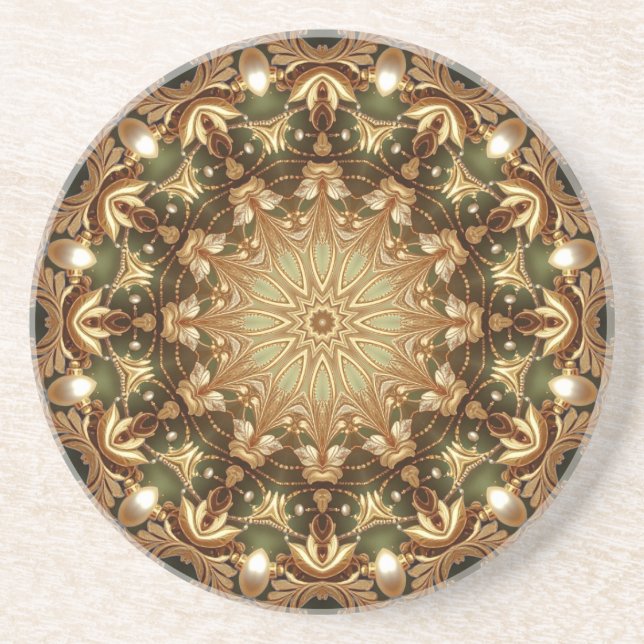 Guld Dekorativ Sandstens Coaster Underlägg (Framsidan)