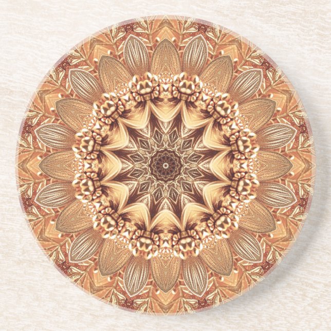 Guld Dekorativ Sandstens Coaster Underlägg (Framsidan)