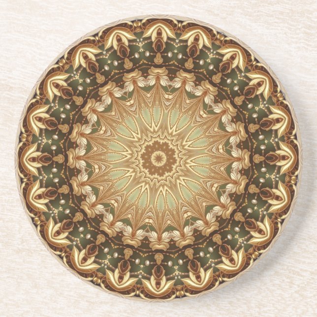 Guld Dekorativ Sandstens Coaster Underlägg (Framsidan)