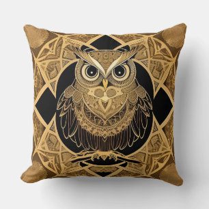 Guld Dekorativ Uggle Mandala Design Kudde