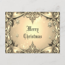 Guld dekorativt julkort för Helgdag Vykort