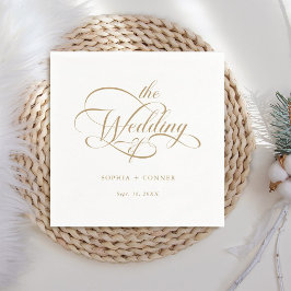 Guld Delikat Elegant, skript Bröllop Pappersservett