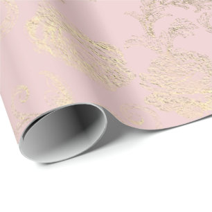 Guld- delikat mer foxier rodna blom- rosa ros presentpapper
