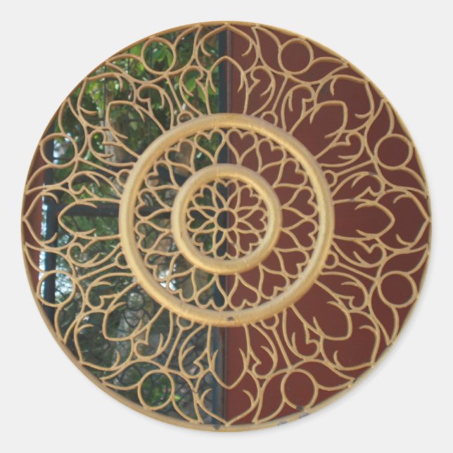 guld-delikatess runt klistermärke (Framsida)