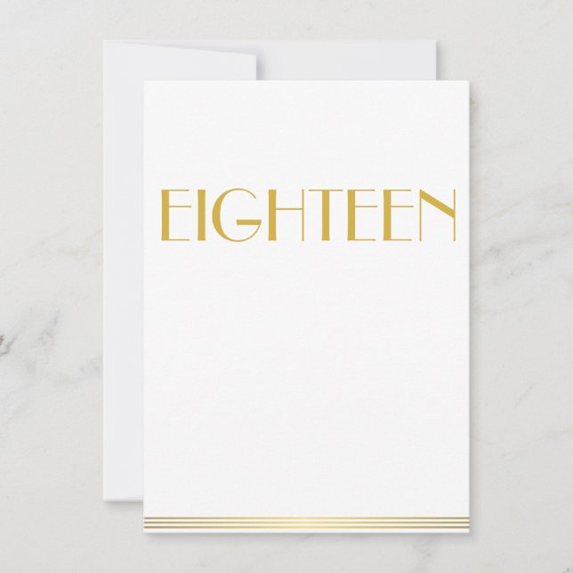 Guld Den Store Gatsby Bröllops Bordkort Arton Inbjudningar (Framsida)