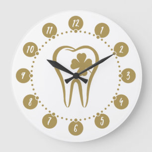 Guld Dentist Lucky Teeth Stor Klocka