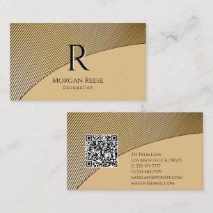 Guld design, namn & monogram, QR-kod Visitkort
