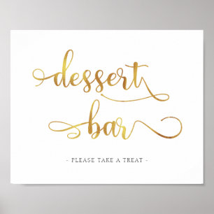 Guld Dessert Pub Calligraphy Simple Bröllop Sign Poster