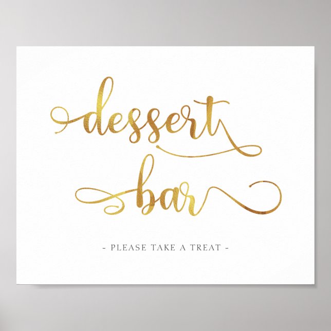 Guld Dessert Pub Calligraphy Simple Bröllop Sign Poster (Framsidan)