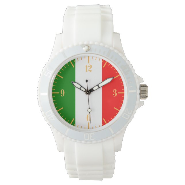 Guld Dial Italienska Flagga Armbandsur (Framsida)