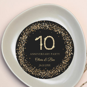 Guld Diamant 10-årsjubileum laddar tallriksinsats Inbjudningar
