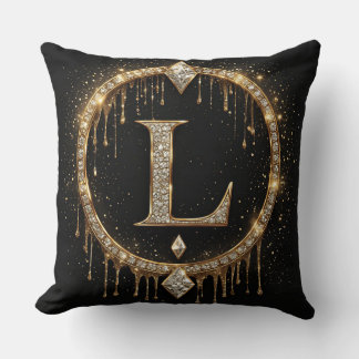 Guld Diamant Bokstav L Monogram Personlig Initial Kudde