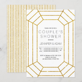 Guld diamant bröllop pars duschinbjudan inbjudningar