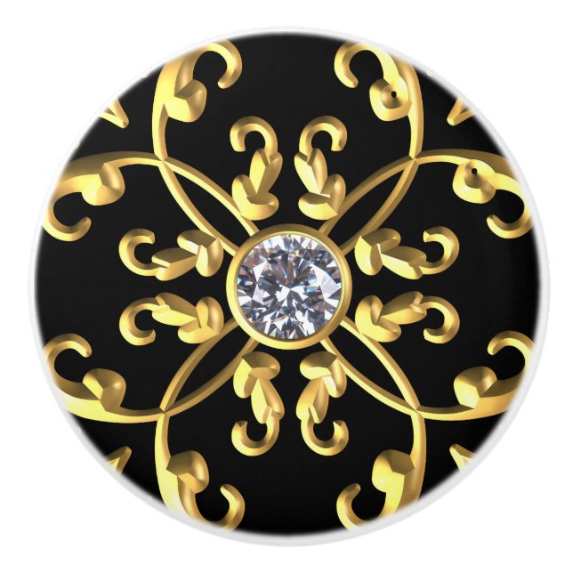 Guld Diamant Juvel Ädelsten Knopp (Framsidan)