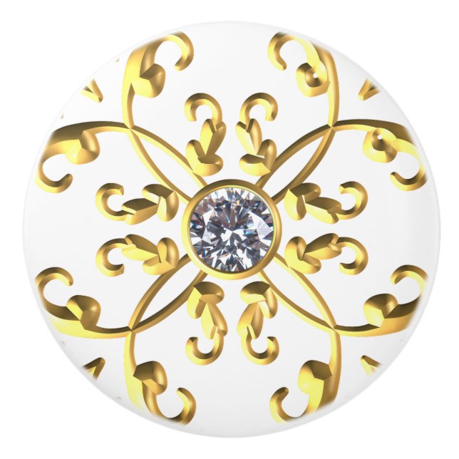 Guld Diamant Juvel Ädelsten Knopp (Framsidan)