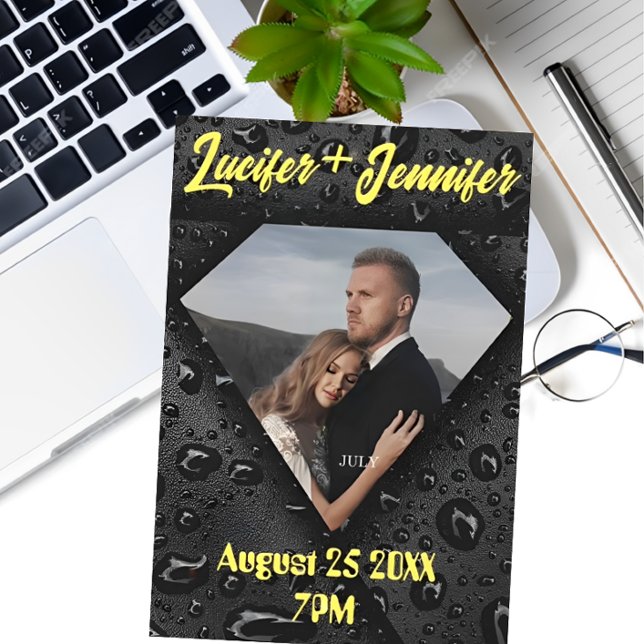 Guld Diamant Modern Elegant Skräddarsydd Bröllop Spara Datumet (Skapare uppladdad)