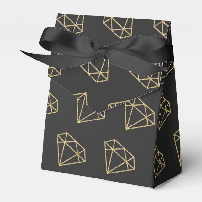 Guld Diamant Moderna Design Födelsedagspresentlådo Presentaskar (Framsidan Sidan)