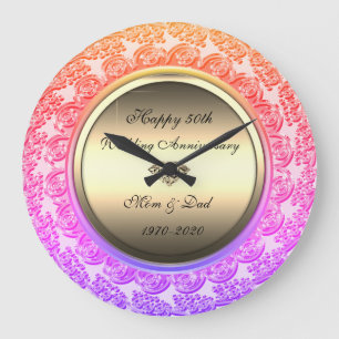 Guld Diamant Ombre 50-års bröllopsjubileum Stor Klocka
