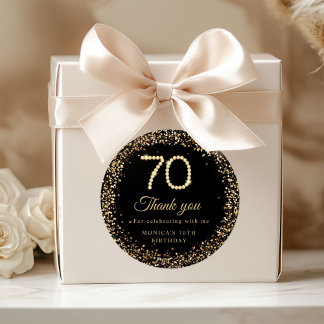 Guld Diamanter 70-årsdag Tack Sticker Runt Klistermärke