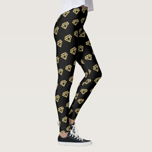 Guld Diamanter Ädelsten Chic Bröllop Brudparty Leggings (Höger)