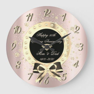 Guld diamanter Bow Confetti Ro Guld årsdag Stor Klocka