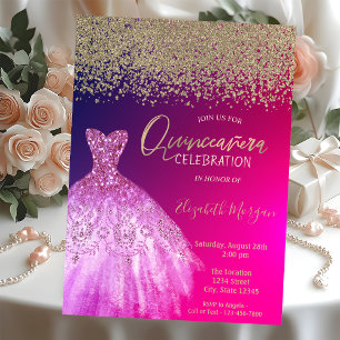 Guld Diamanter, Elegant Chic Klänning Quinceañera Inbjudningar