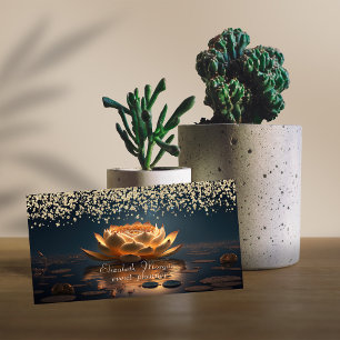 Guld Diamanter Lotus Mörk Visitkort