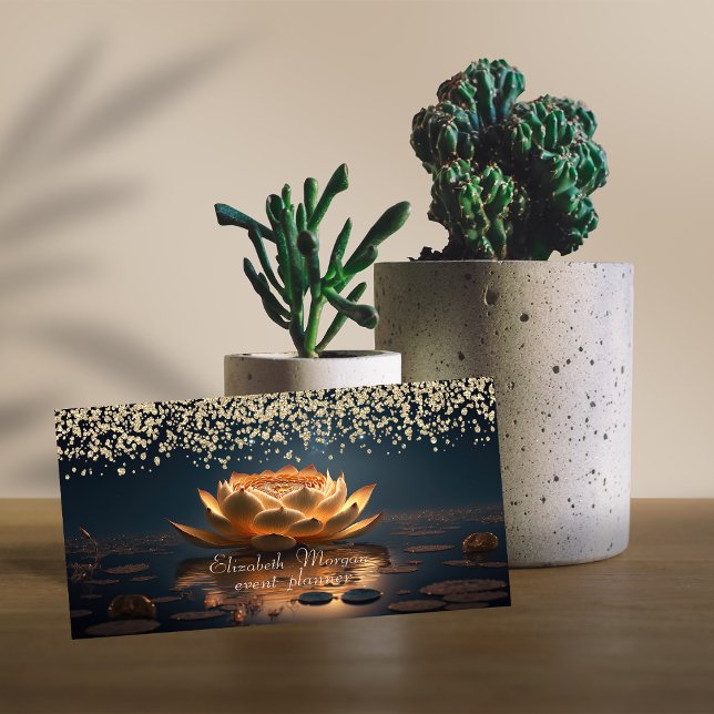 Guld Diamanter Lotus Mörk Visitkort (Skapare uppladdad)