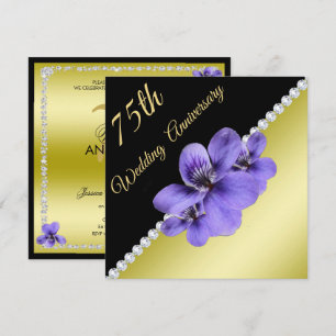 Guld, diamanter och Violets 75:e Bröllop-årsdag Inbjudningar
