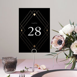 Guld Diamond Black Geometric Deco Gatsby Bröllop Bordsnummer