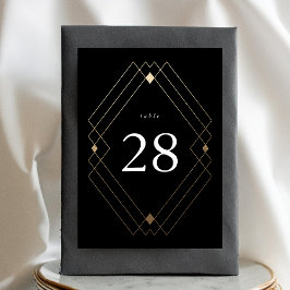 Guld Diamond Black Geometric Deco Gatsby Bröllop Bordsnummer