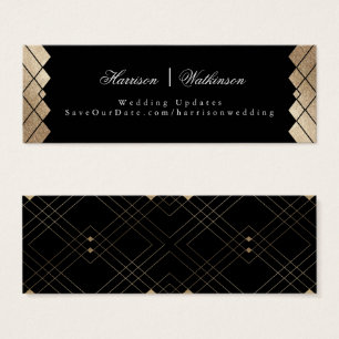 Guld Diamond Black Geometric Deco Gatsby Bröllop Litet Visitkort