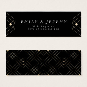 Guld Diamond Black Geometric Deco Gatsby Bröllop Litet Visitkort