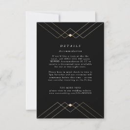 Guld Diamond Black Geometric Deco Gatsby Bröllop OSA Kort