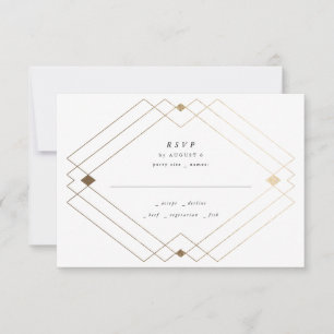 Guld Diamond Black Geometric Deco Gatsby Bröllop OSA Kort