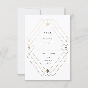 Guld Diamond Black Geometric Deco Gatsby Bröllop OSA Kort