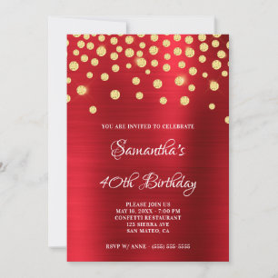 Guld Diamond Confetti Red Foil Satin Ombre Inbjudningar