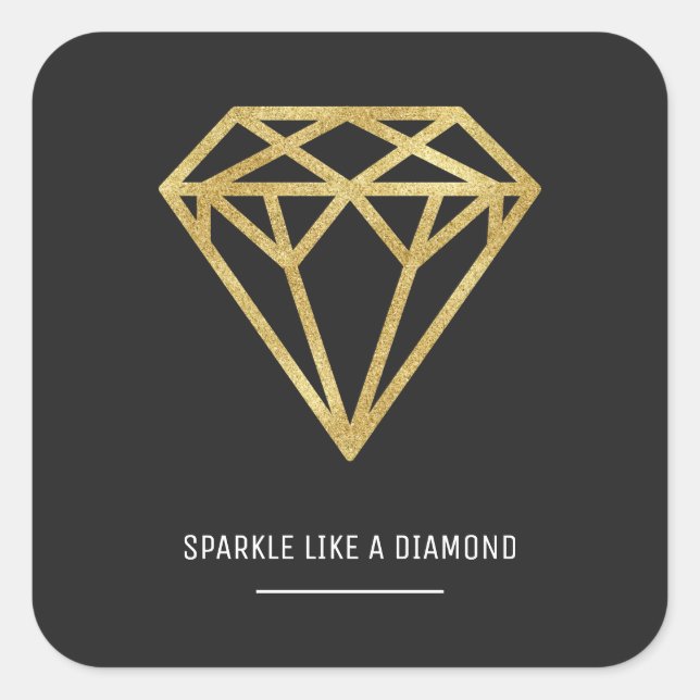 Guld Diamond Fyrkantigt Klistermärke (Framsida)