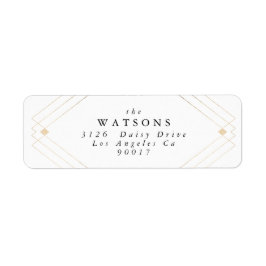 Guld Diamond Geometric Art Deco Gatsby Bröllop Returadress Etikett
