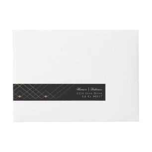 Guld Diamond Geometric Black Deco Gatsby Bröllop Etikettband