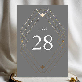Guld Diamond Grått Geometric Deco Gatsby Bröllop Bordsnummer