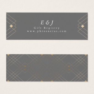 Guld Diamond Grått Geometric Deco Gatsby Bröllop Litet Visitkort