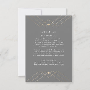 Guld Diamond Grått Geometric Deco Gatsby Bröllop OSA Kort