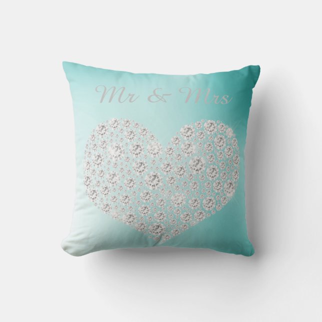 GULD DIAMOND HEART CUSHION BRÖLLOP grönt Kudde (Framsida)