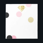 Guld Diamond & Large Rosa Confetti Monogram Anteckningsblock<br><div class="desc">Söt personlig anteckningsblock med stora konfetti i rosa,  svart och guld. Anpassa ditt monogram inuti en guld-färgad-diamant.</div>