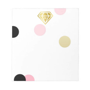 Guld Diamond & Large Rosa Confetti Monogram Anteckningsblock