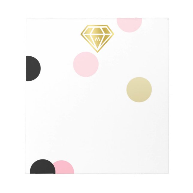 Guld Diamond & Large Rosa Confetti Monogram Anteckningsblock (Framsida)