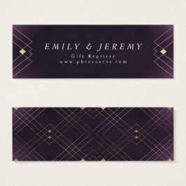 Guld Diamond Lila Geometric Deco Gatsby Bröllop Litet Visitkort