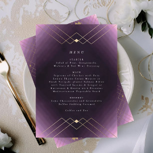 Guld Diamond Lila Geometric Deco Gatsby Bröllop Meny