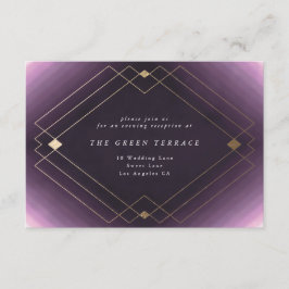 Guld Diamond Lila Geometric Deco Gatsby Bröllop Tilläggskort